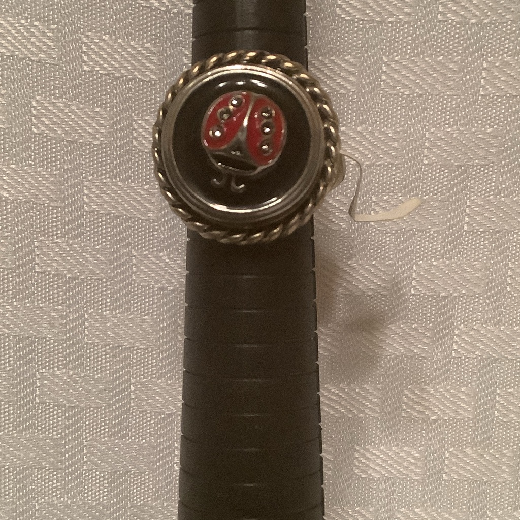 Ganz Red And Silver-Tone Ladybug Ring 15$
